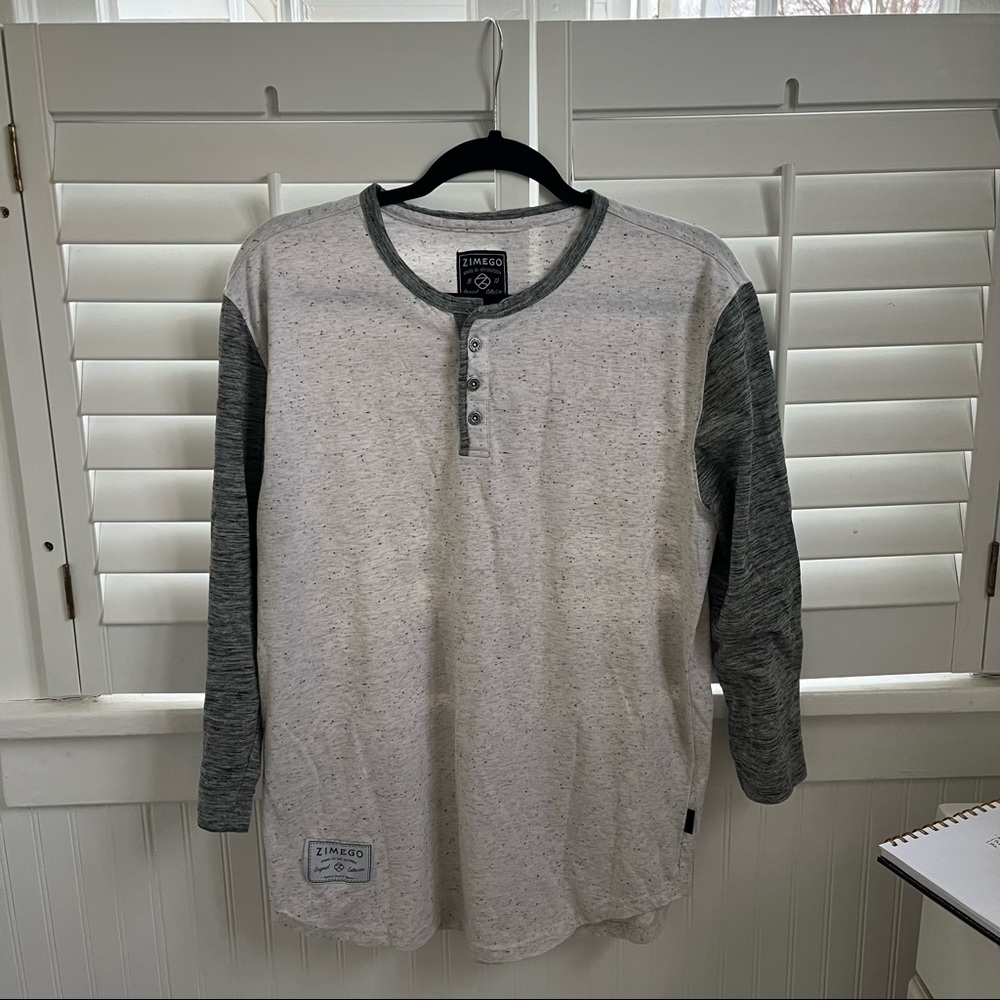 Zimego 3/4 Sleeve Gray Shirt